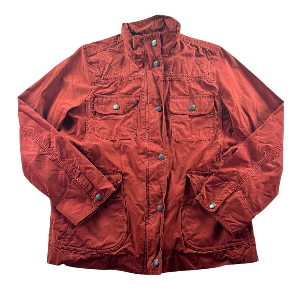L.L. Bean Signature Waxed Field Utility Jacket M Red Orange Full Zip Barn Coat